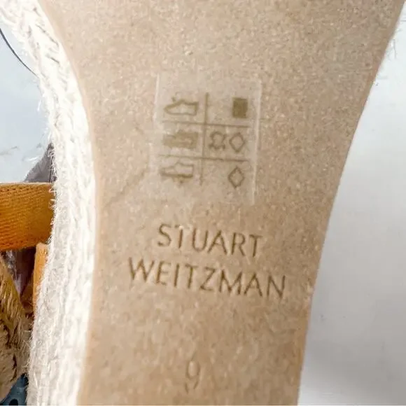 NEW Stuart Weitzman Mango Orange Espadrille Wedge Sandal, Size 9, MSRP $350